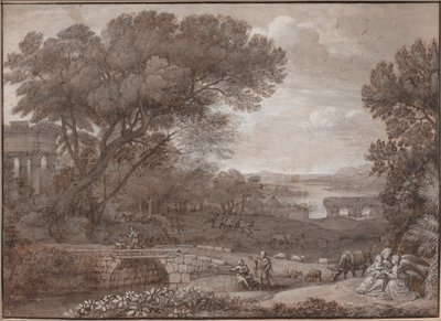 残りのエジプトへの飛行中の風景、1660 作： Claude Lorrain