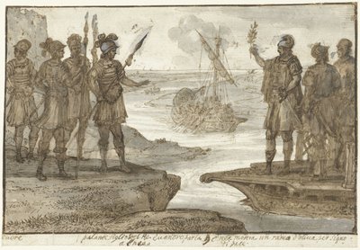 エウアンドロスの息子であるパラスとアイネイアスの出会い 作： Claude Lorrain