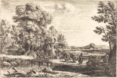 レベッカとエリエゼル (木の橋) 作： Claude Lorrain