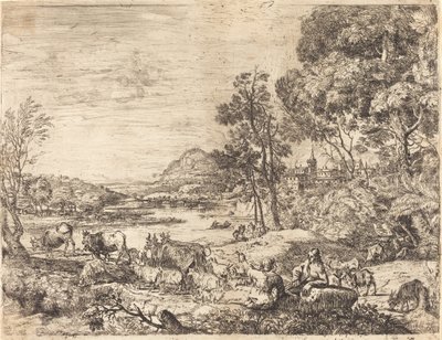 風景の中で会話する羊飼いと羊飼い (Berger et bergère conversant) 作： Claude Lorrain