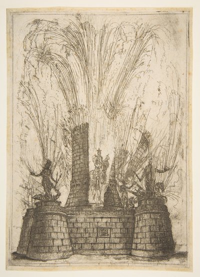 ローマの王の像を明らかにするために破壊された円形の塔、1637年。 作： Claude Lorrain