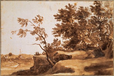 サンタンジェロ城を背景にしたテヴェレ川の風景 作： Claude Lorrain