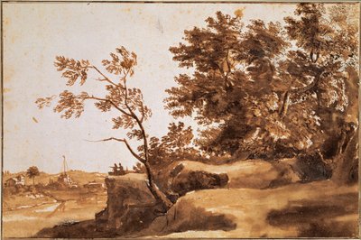 カステルサンタンジェロを背景にしたテベレの風景、1630年から1640年 作： Claude Lorrain