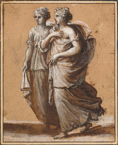 古典的なドレスの 2 人の女性 作： Claude Lorrain