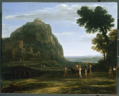 行列を伴うデルファイの眺め、1673 作： Claude Lorrain