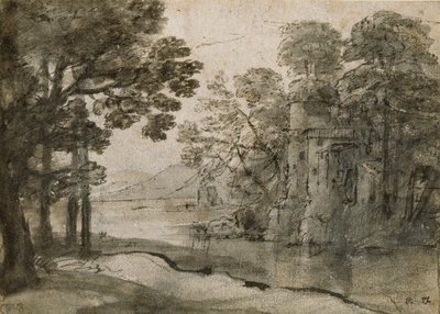 木々の間の水車小屋、c1635-1638 作： Claude Lorrain