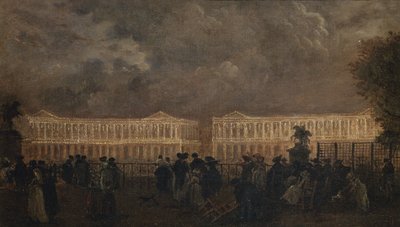 王太子誕生の際のルイ15世広場のイルミネーション、1781年10月、1781年頃、油彩・カンヴァス 作： Claude Louis Chatelet