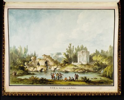 リチャード・ミケ（1728-94）によるプチトリアノン宮殿からのベルヴェデーレと岩の眺め 作： Claude Louis Chatelet