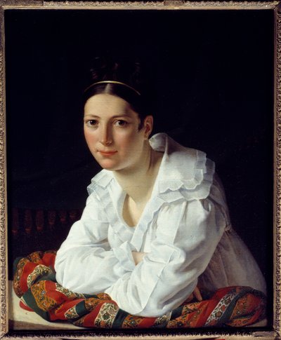 画家の妻、マダム・クロード・マリー・デュビュフ（1793-1837）の肖像。クロード・マリー・デュビュフ（1790-1864）の絵画 作： Claude Marie Dubufe