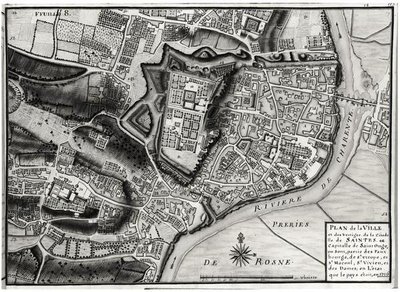 アトラス131 F fol.8 1716のサントンの首都、サントの首都、サントの地図（ペンとインク、紙にトイレ） 作： Claude Masse