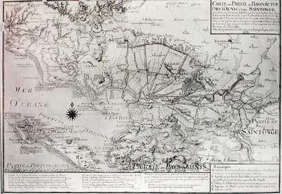 アトラス131 H f.42 1716年のエギヨン湾の沼地を含むバスポワトゥー、アウニス、サントンジュの地図 作： Claude Masse