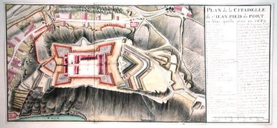 1689年のサンジャンドポートの城塞、Traite de Fortifications（ペンとインク、紙のトイレ） 作： Claude Masse