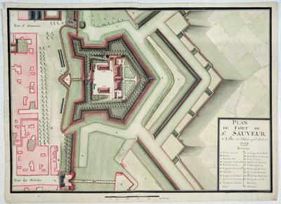 リールのサンソヴール要塞、1728年、「Traite de Fortifications」（紙とペンとインクとトイレ）から 作： Claude Masse
