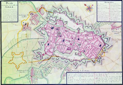 リールの町の地図、「Atlas et Histoire de Lille」（紙とペンとインクとトイレ）から 作： Claude Masse