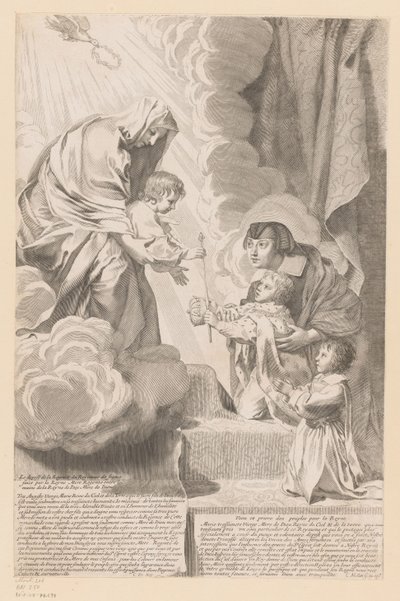 オーストリアのアンナはフランス王国の摂政を幼子キリストに与える 作： Claude Mellan