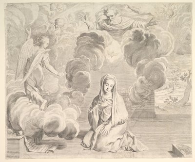 受胎告知、1666年。 作： Claude Mellan
