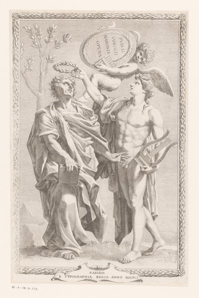 アポロンがプブリウス・ヴェルギリウス・マーロを戴冠 タイトル: Publius Virgilius Maro, Publius Virgilius Maronis Opera, 1641 作： Claude Mellan
