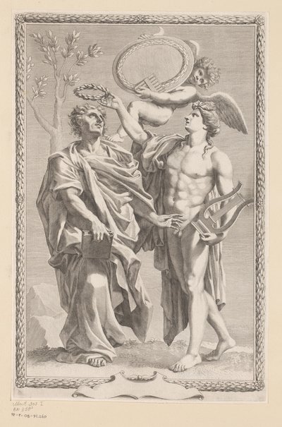 アポロンがプブリウス・ヴェルギリウス・マーロを戴冠 タイトル: Publius Vergilius Maro, Publius Virgilius Maronis Opera, 1641 作： Claude Mellan