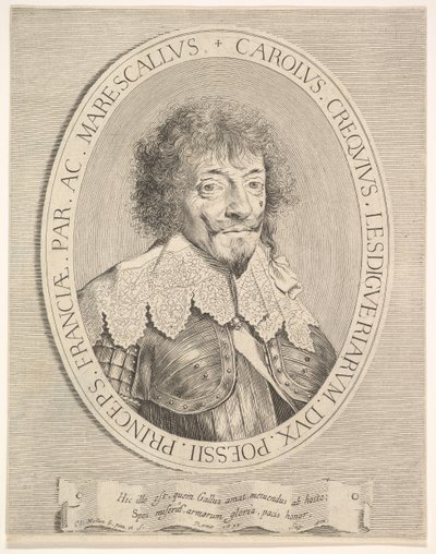 クレキーのチャールズ1世、レスディギエール公爵、1633年。 作： Claude Mellan