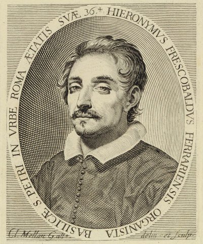 ジローラモ・フレスコバルディ（1583-1643）、クロード・メランによるエングレーヴィング（1619年）。 作： Claude Mellan