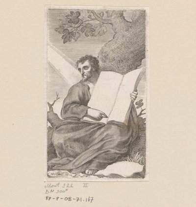 木の根元に座る聖アウグスティヌス タイトルページ: Les Confessions de Saint Augustin, 1639 作： Claude Mellan