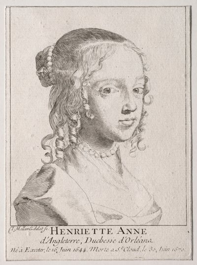 Henriette-Marie dAngleterre、公爵夫人ドルレアン。 作： Claude Mellan