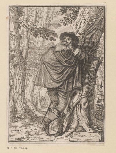 木にもたれるジェームズ・ハウエル タイトルページ: James Howell, Dendrology (...), 1641 作： Claude Mellan