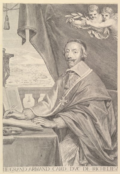 リシュリュー枢機卿の肖像、1651年。 作： Claude Mellan