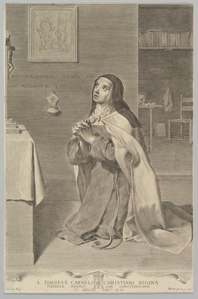 祈りの聖テレサニーリング、1661年。 作： Claude Mellan