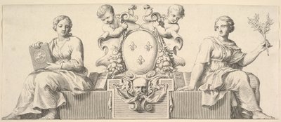 法の擬人化と誠実さを伴うフランスの武器、1664年。 作： Claude Mellan