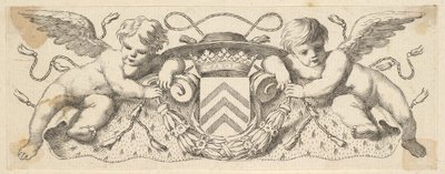 リシュリュー枢機卿の腕を持つ2人の天使、1642年以前。 作： Claude Mellan