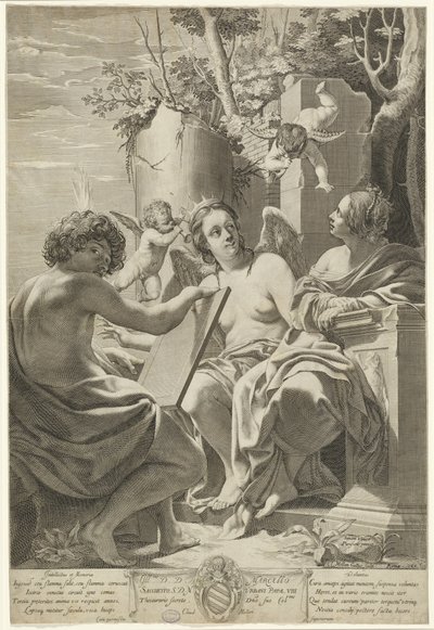 知性、記憶、意志の寓話 作： Claude Mellan after Simon Vouet
