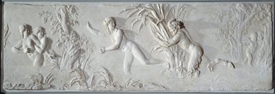 シリンクスを追いかけるパン アムールの視線を浴びるクロード・ミッシェル・ディ・クロディオン（1738-1814）のバス・レリーフ。1782年頃 パリ、ルーヴル美術館 作： Claude Michel Clodion