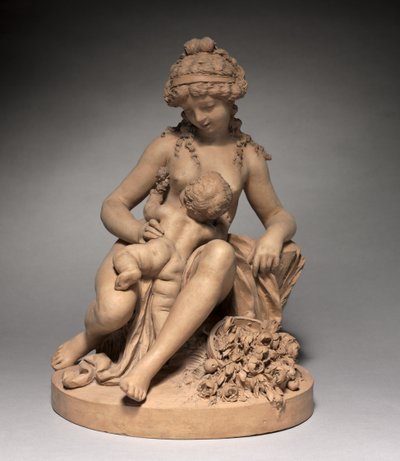 遊びの若い女性と子供、1780年代 作： Claude Michel Clodion