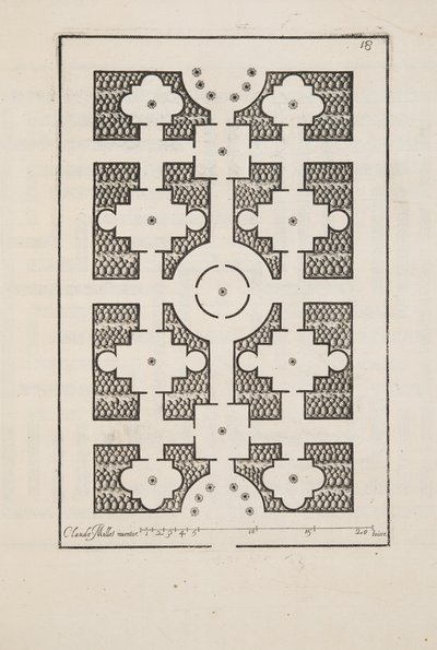 パルテールのデザイン（「庭園計画劇場」1652年刊より）（彫刻 作： Claude Mollet