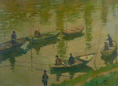ポワシーのセーヌ川の釣り人 作： Claude Monet
