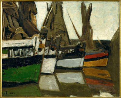 漁船、オンフルール 作： Claude Monet
