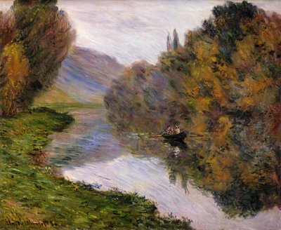 ジュフォス近くのセーヌ川のボート 作： Claude Monet