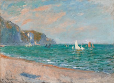 プールビルの崖の下のボート。プールヴィルの崖の前のボート、1882年 作： Claude Monet