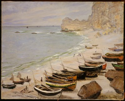 エトルタのビーチでのボート、1883年 作： Claude Monet