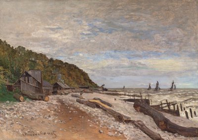 オンフルール近くのボートヤード。 1864オンフルール近くの小型船の造船所 作： Claude Monet