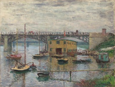 灰色の日のアルジャントゥイユの橋、c。 1876年。 作： Claude Monet
