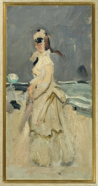 ビーチでカミーユ 作： Claude Monet