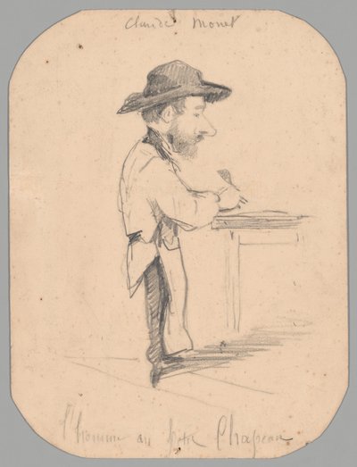 小さな帽子の男の似顔絵 作： Claude Monet