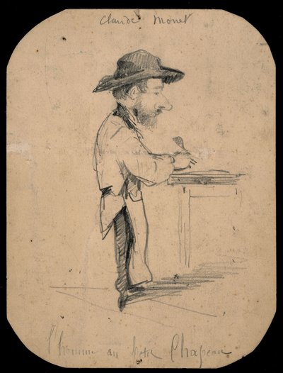 小さな帽子をかぶった男の風刺画 作： Claude Monet