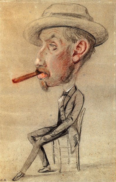大きな葉巻をくわえた男の風刺画 作： Claude Monet