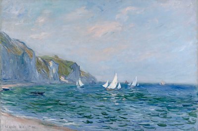 プールビルの崖とヨット 作： Claude Monet