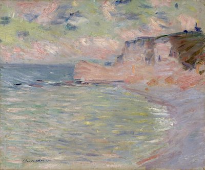 崖とポルトダモン、モーニングエフェクト、1885 作： Claude Monet