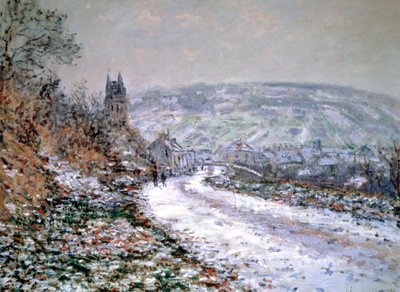 1880年の冬のヴェトゥイユの村への入り口 作： Claude Monet