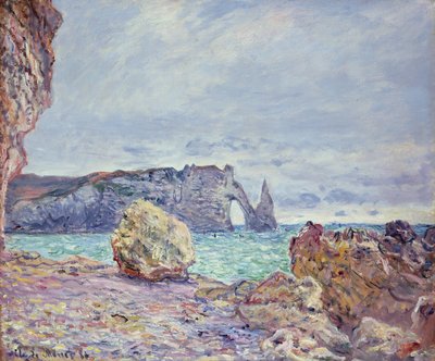 エトルタ、ビーチ、ポルト ダヴァル 作： Claude Monet